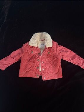 Old Navy Coral Pink Sherpa-Lined Kids Jean Jacket